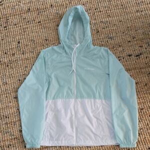 Columbia]Light Blue and White Hooded Jacket